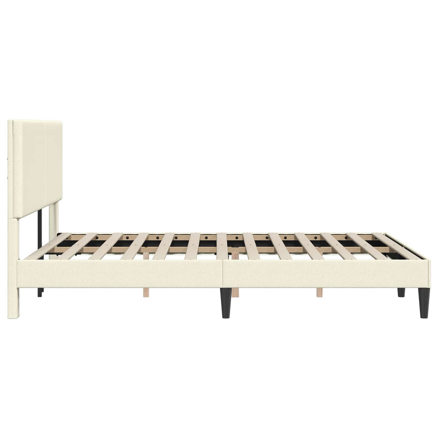 Bedframe met hoofdeinde Crèmekleurig 140 x 190 cm Katoen Stof
