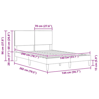 Bedframe met hoofdeinde Lichtgrijs 140 x 200 cm Katoen Stof