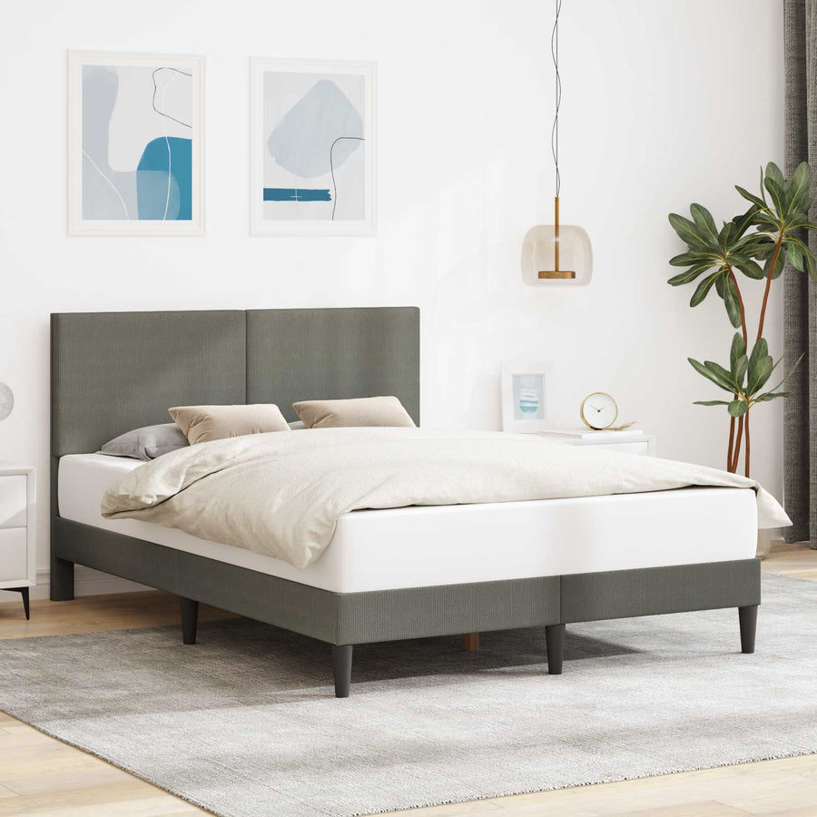 Bedframe met hoofdeinde Lichtgrijs 160 x 200 cm Katoen Stof