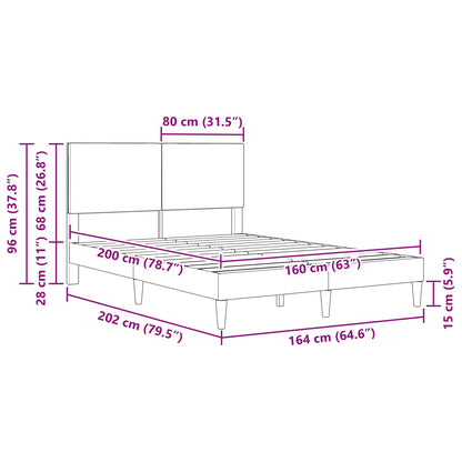 Bedframe met hoofdeinde Lichtgrijs 160 x 200 cm Katoen Stof