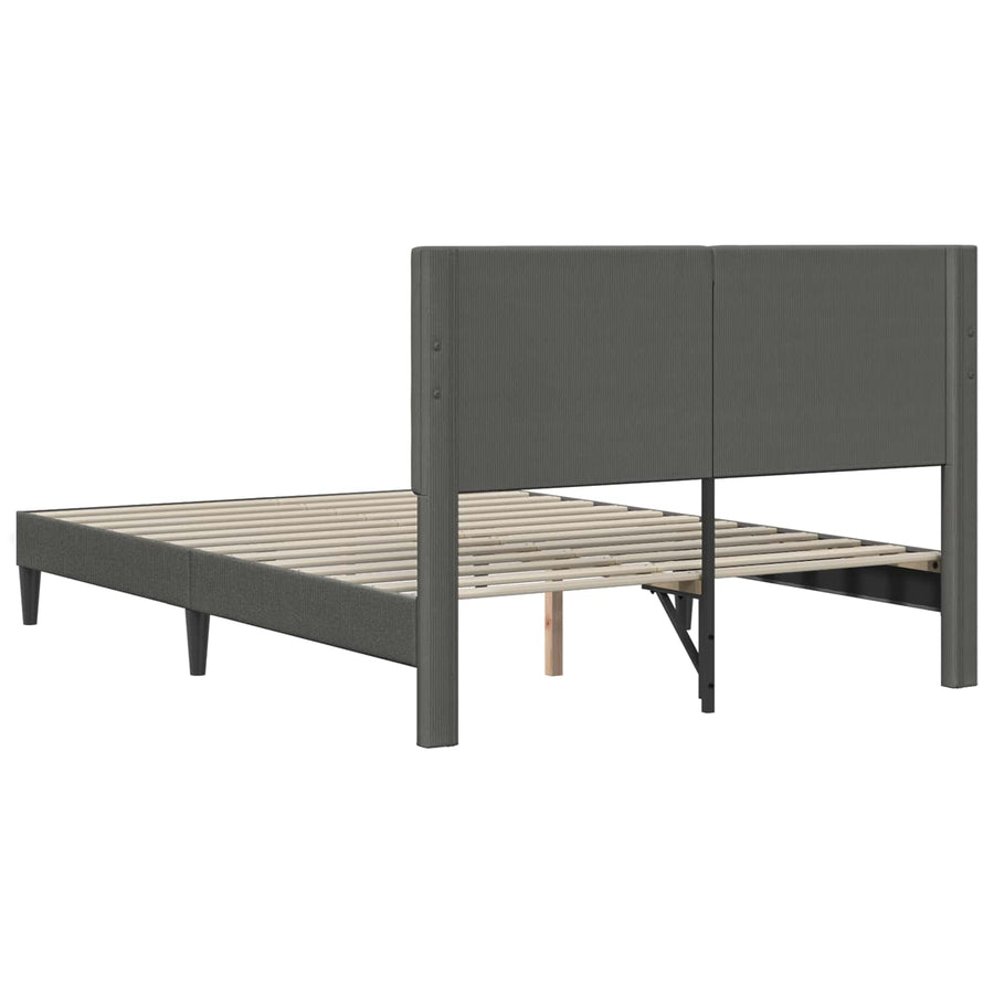 Bedframe met hoofdeinde Donkergrijs 160 x 200 cm Katoen Stof