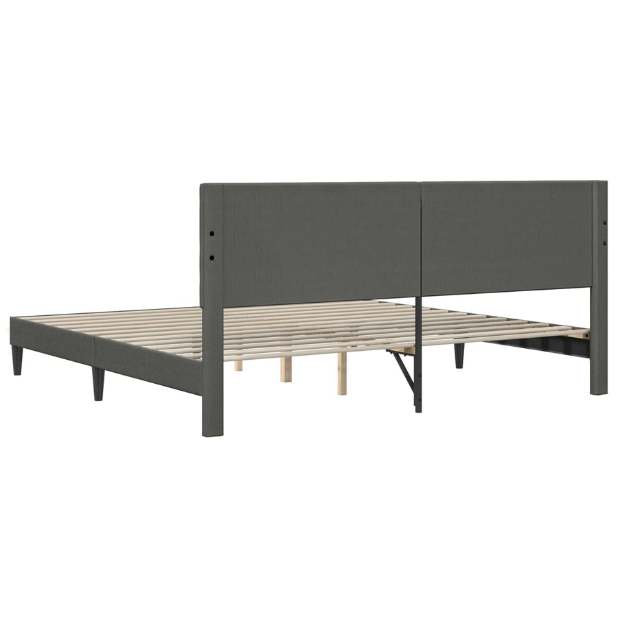Bedframe met hoofdeinde Donkergrijs 180 x 200 cm Katoen Stof