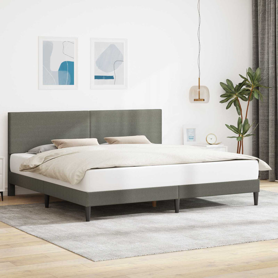 Bedframe met hoofdeinde Lichtgrijs 200 x 200 cm Katoen Stof