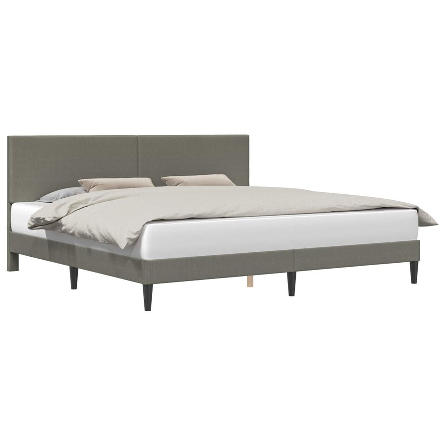 Bedframe met hoofdeinde Lichtgrijs 200 x 200 cm Katoen Stof