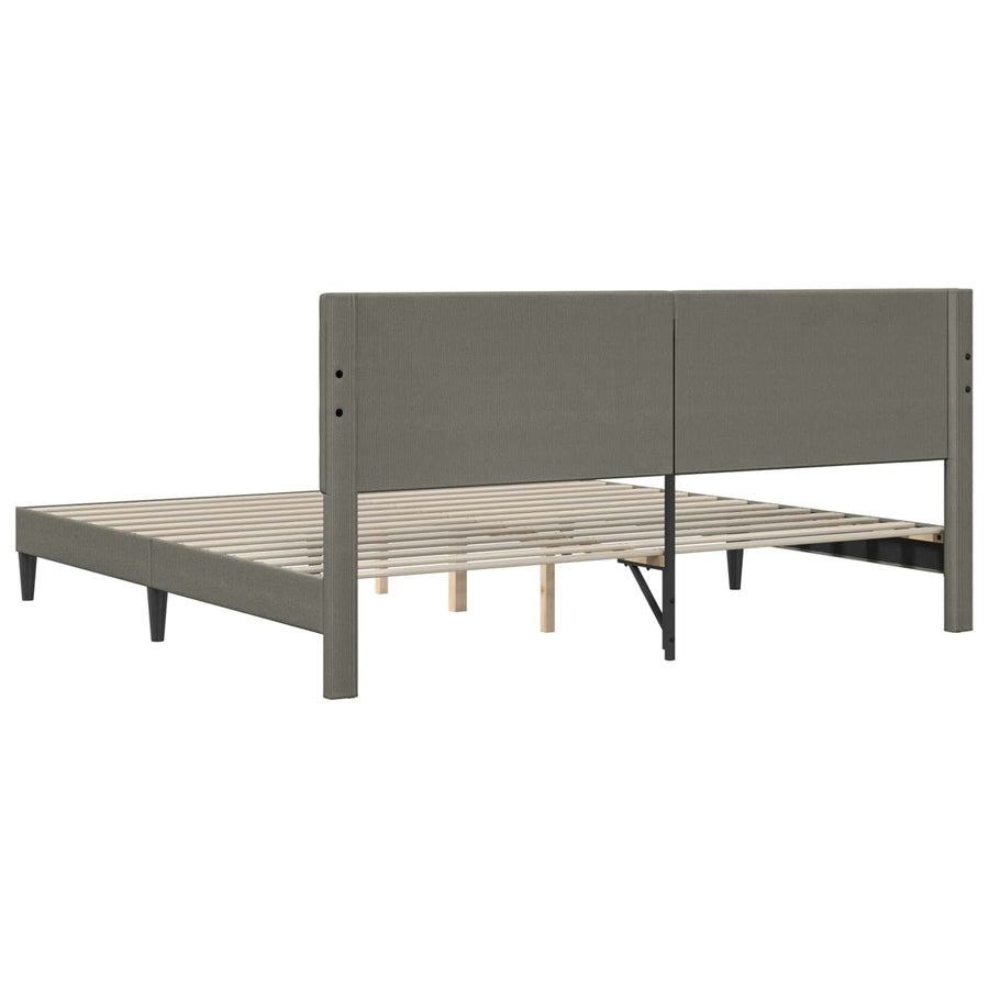 Bedframe met hoofdeinde Lichtgrijs 200 x 200 cm Katoen Stof