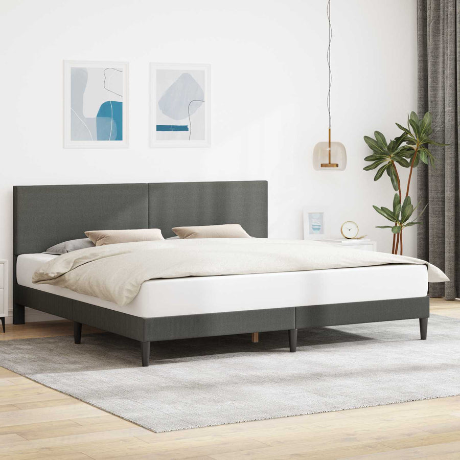Bedframe met hoofdeinde Donkergrijs 200 x 200 cm Katoen Stof