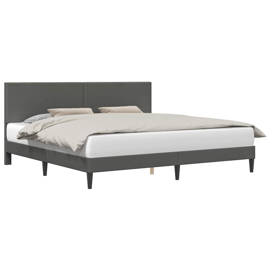 Bedframe met hoofdeinde Donkergrijs 200 x 200 cm Katoen Stof