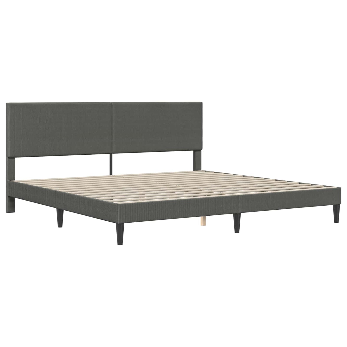 Bedframe met hoofdeinde Donkergrijs 200 x 200 cm Katoen Stof