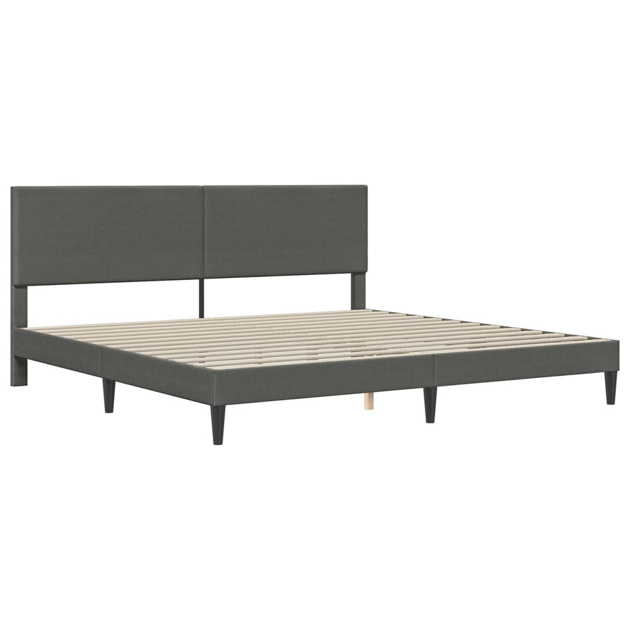 Bedframe met hoofdeinde Donkergrijs 200 x 200 cm Katoen Stof