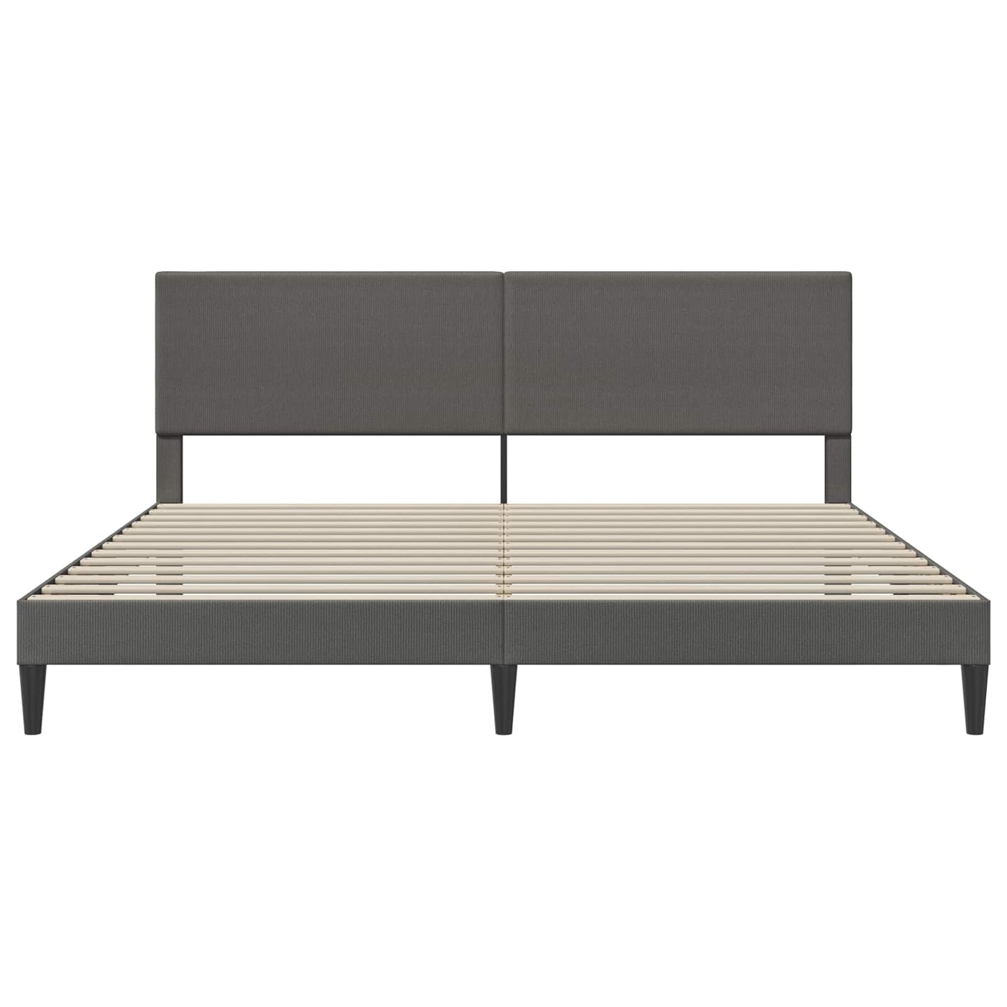 Bedframe met hoofdeinde Donkergrijs 200 x 200 cm Katoen Stof