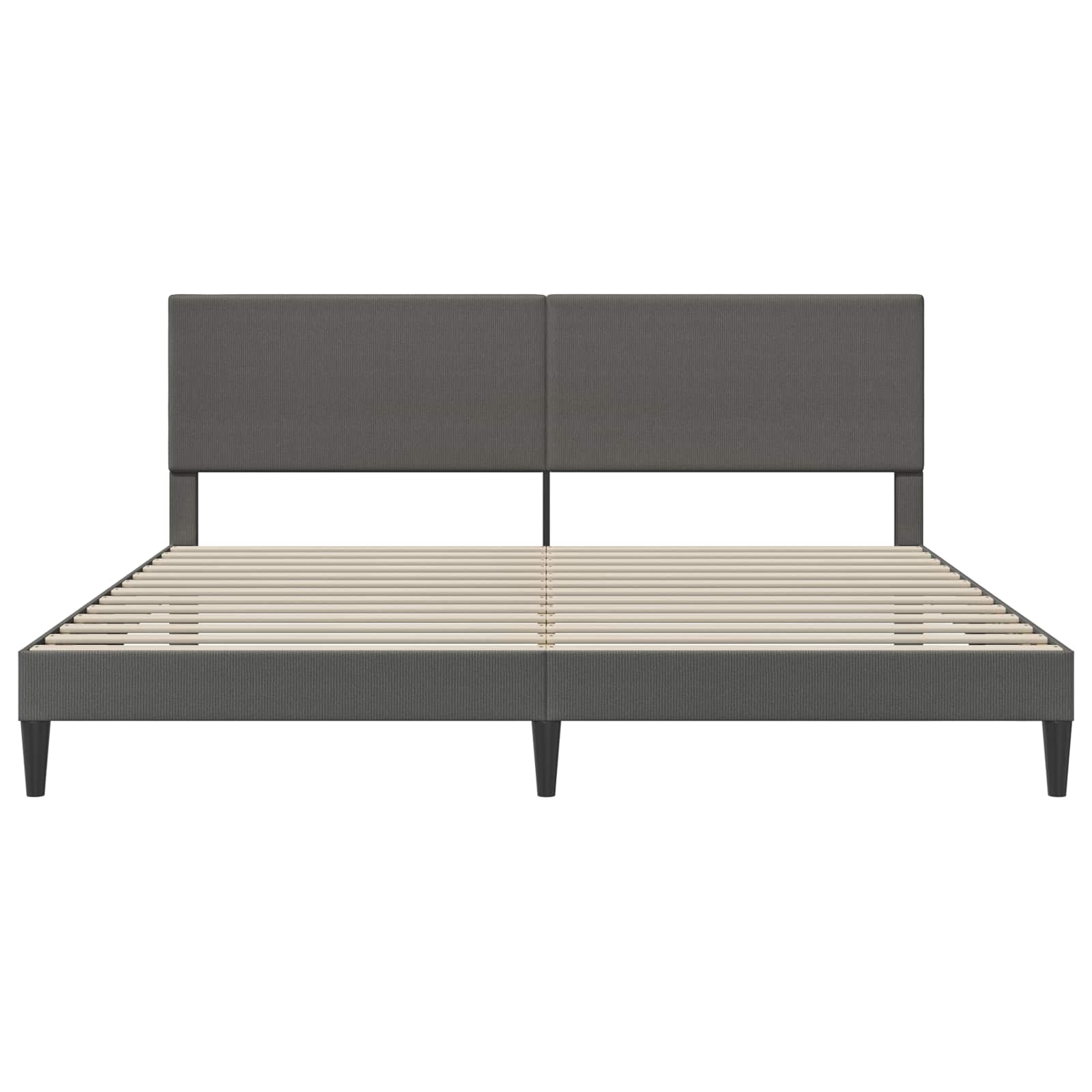 Bedframe met hoofdeinde Donkergrijs 200 x 200 cm Katoen Stof