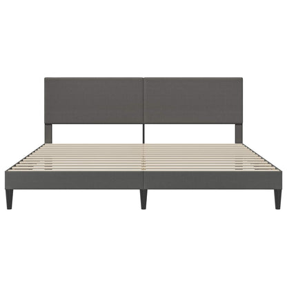 Bedframe met hoofdeinde Donkergrijs 200 x 200 cm Katoen Stof