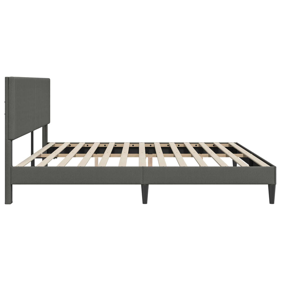 Bedframe met hoofdeinde Donkergrijs 200 x 200 cm Katoen Stof