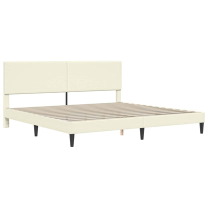 Bedframe met hoofdeinde Crèmekleurig 200 x 200 cm Katoen Stof