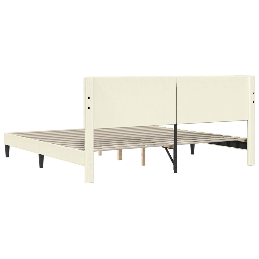 Bedframe met hoofdeinde Crèmekleurig 200 x 200 cm Katoen Stof