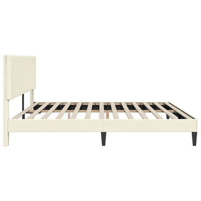 Bedframe met hoofdeinde Crèmekleurig 200 x 200 cm Katoen Stof