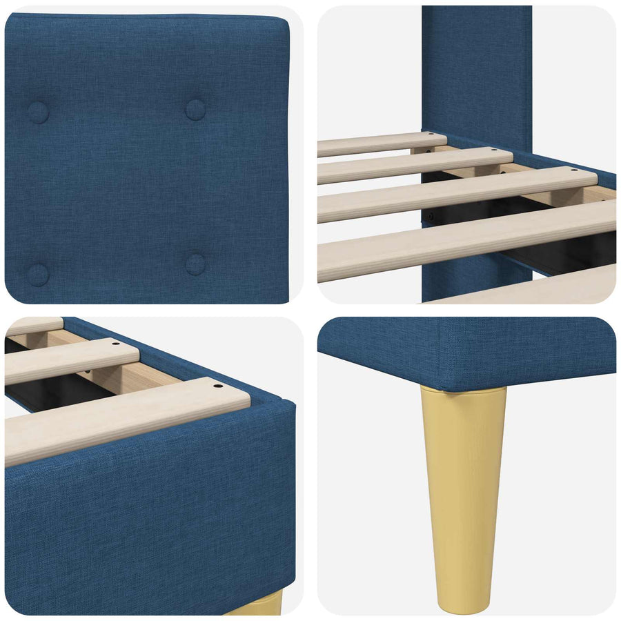 Bedframe met hoofdeinde Blauw 80 x 200 cm Stof
