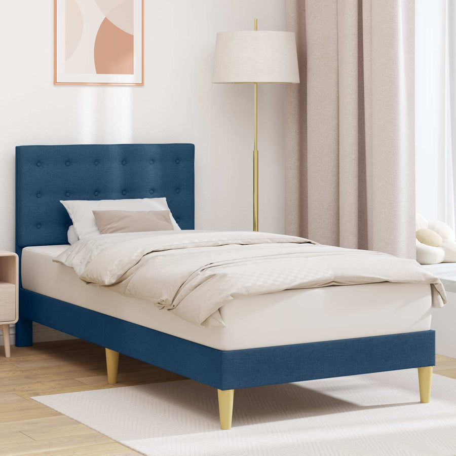 Bedframe met hoofdeinde Blauw 80 x 200 cm Stof