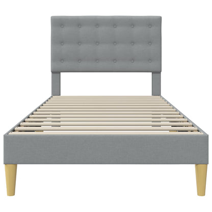 Bedframe met hoofdeinde Lichtgrijs 90 x 190 cm Stof