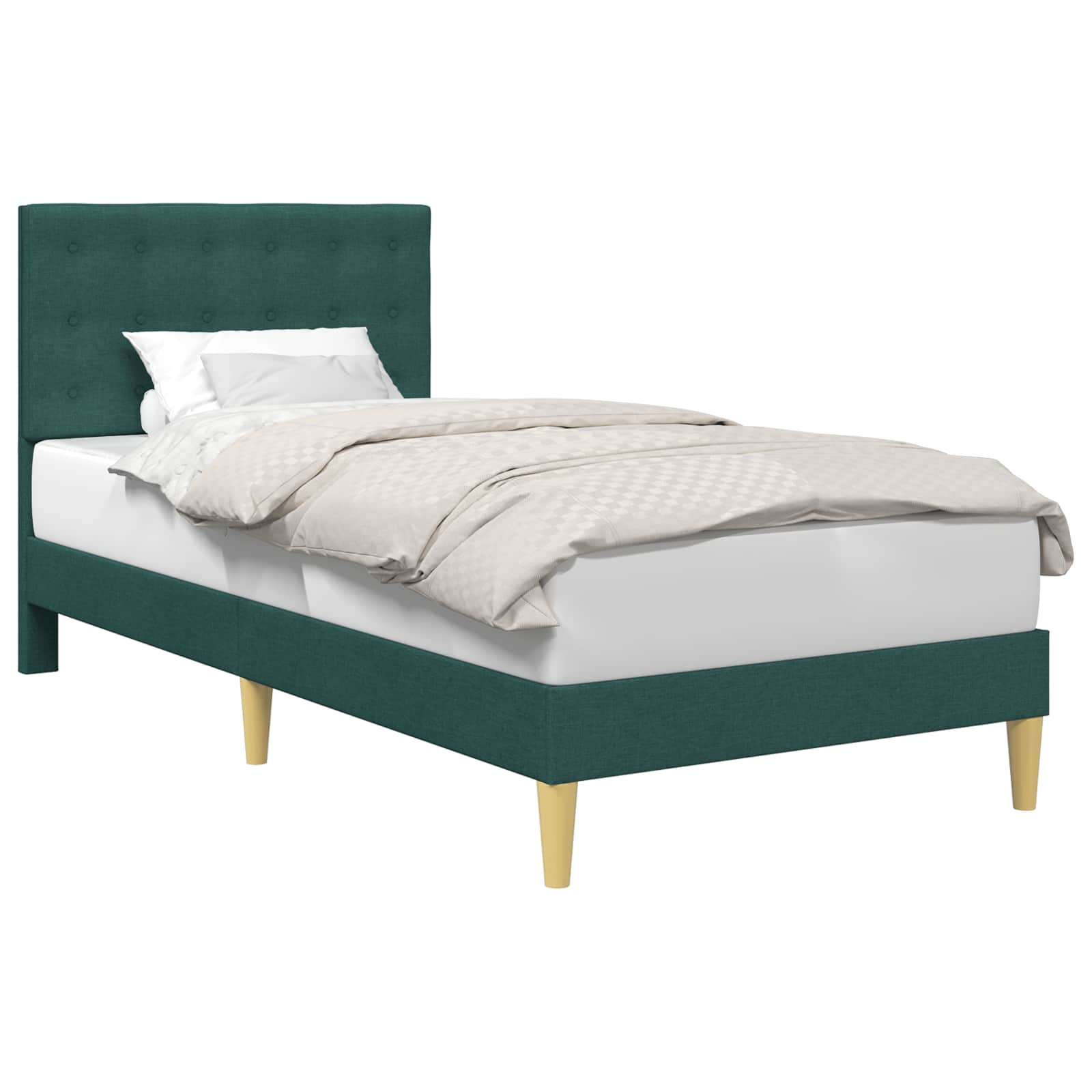 Bedframe met hoofdeinde Donkergroen 90 x 190 cm Stof