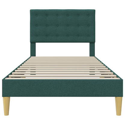 Bedframe met hoofdeinde Donkergroen 90 x 190 cm Stof
