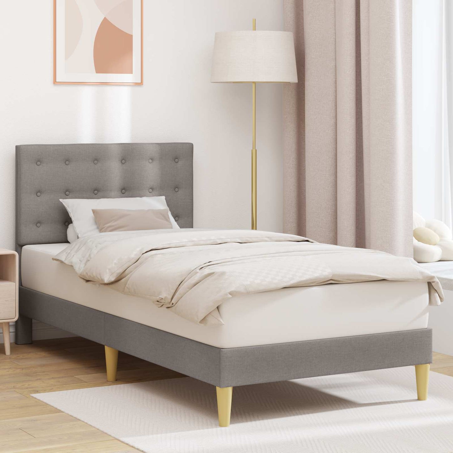 Bedframe met hoofdeinde Taupe 90 x 190 cm Stof