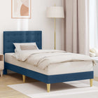 Fabric Bed Frame with Headboard Blue 90 x 190 cm