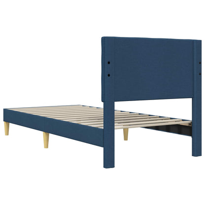 Bedframe met hoofdeinde Blauw 90 x 190 cm Stof