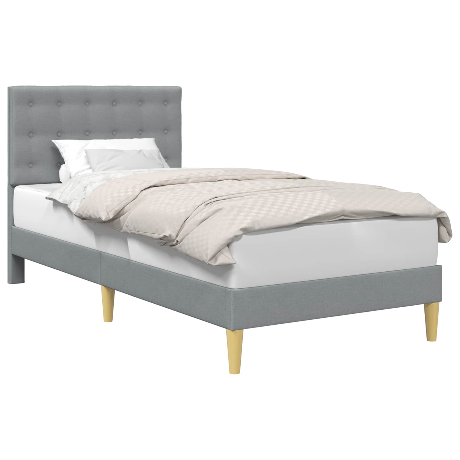 Bedframe met hoofdeinde Lichtgrijs 90 x 200 cm Stof