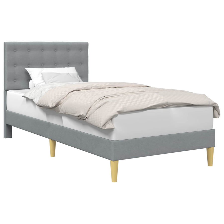 Bedframe met hoofdeinde Lichtgrijs 90 x 200 cm Stof