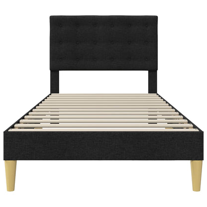 Bedframe met hoofdeinde Zwart 90 x 200 cm Stof