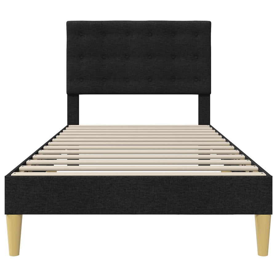 Bedframe met hoofdeinde Zwart 90 x 200 cm Stof