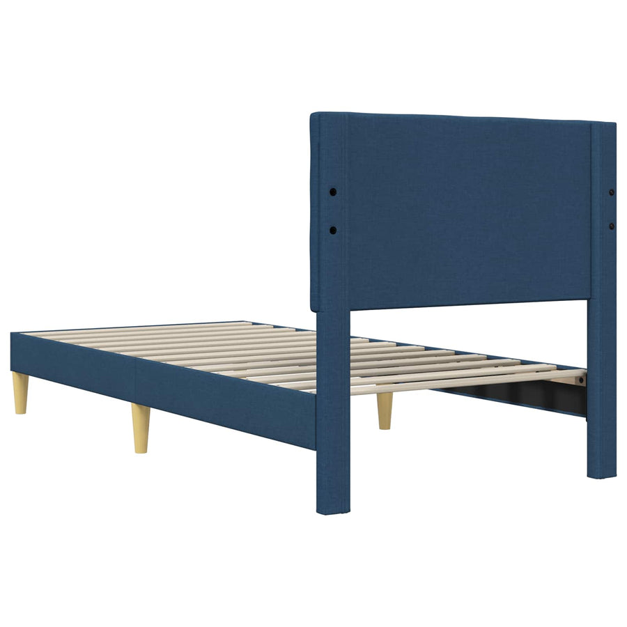 Bedframe met hoofdeinde Blauw 90 x 200 cm Stof