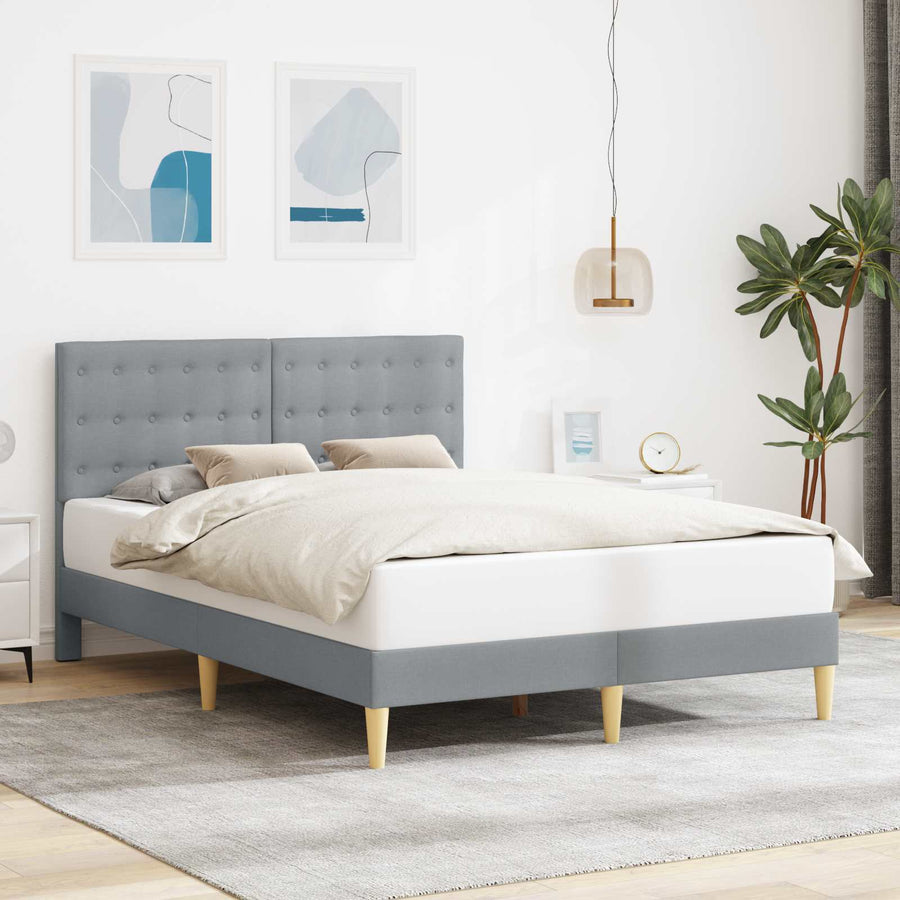 Bedframe met hoofdeinde Lichtgrijs 120 x 190 cm Stof