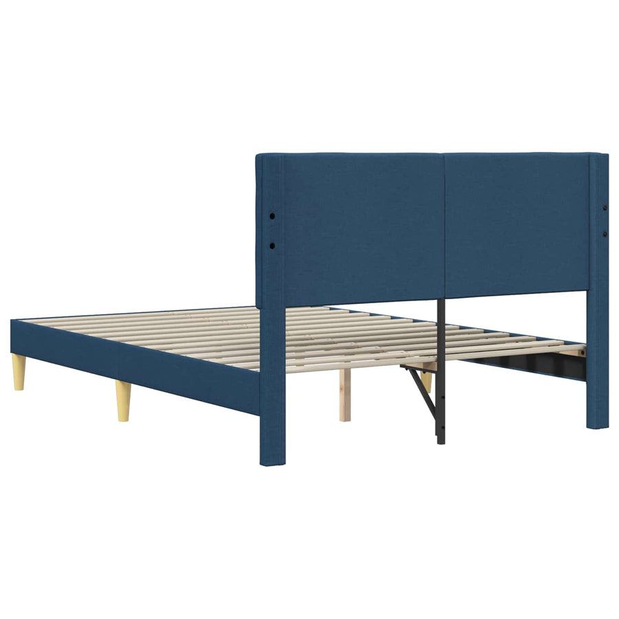 Bedframe met hoofdeinde Blauw 120 x 200 cm Stof