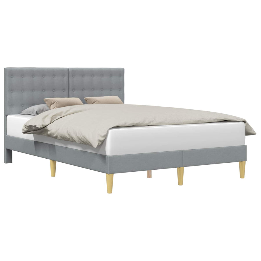 Bedframe met hoofdeinde Lichtgrijs 140 x 190 cm Stof