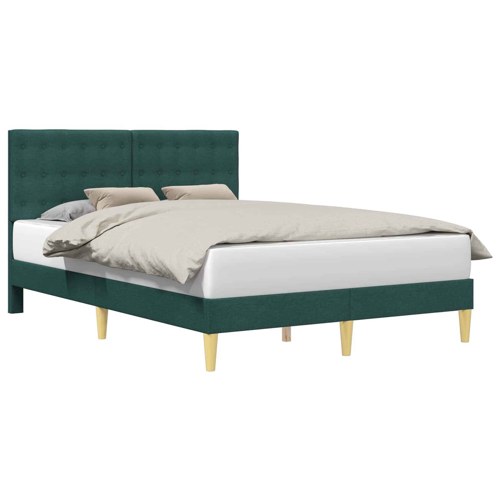 Bedframe met hoofdeinde Donkergroen 140 x 190 cm Stof