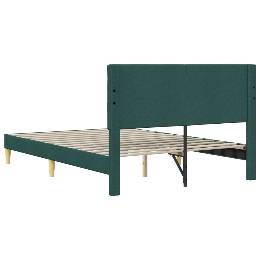 Bedframe met hoofdeinde Donkergroen 140 x 190 cm Stof