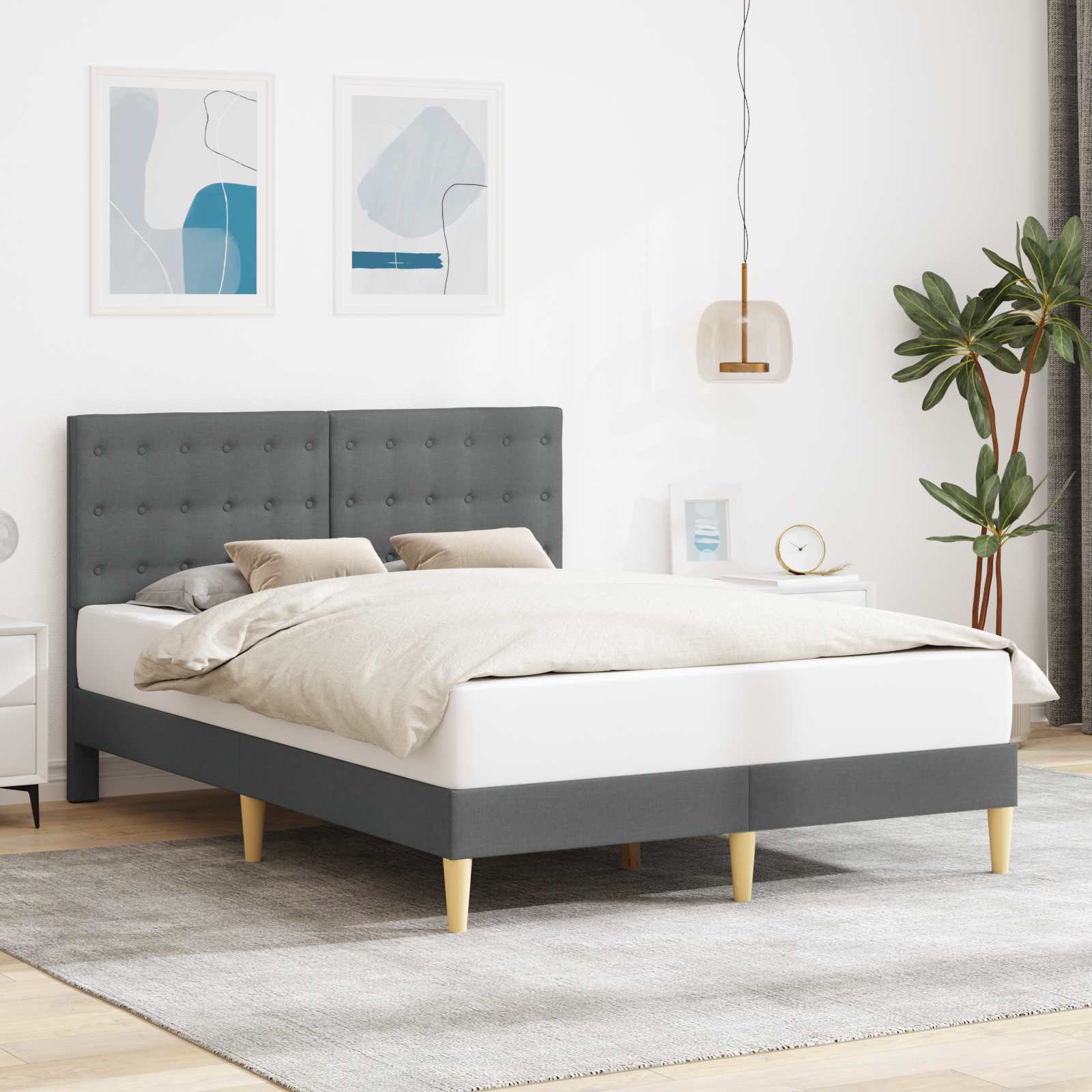 Bedframe met hoofdeinde Donkergrijs 160 x 200 cm Stof