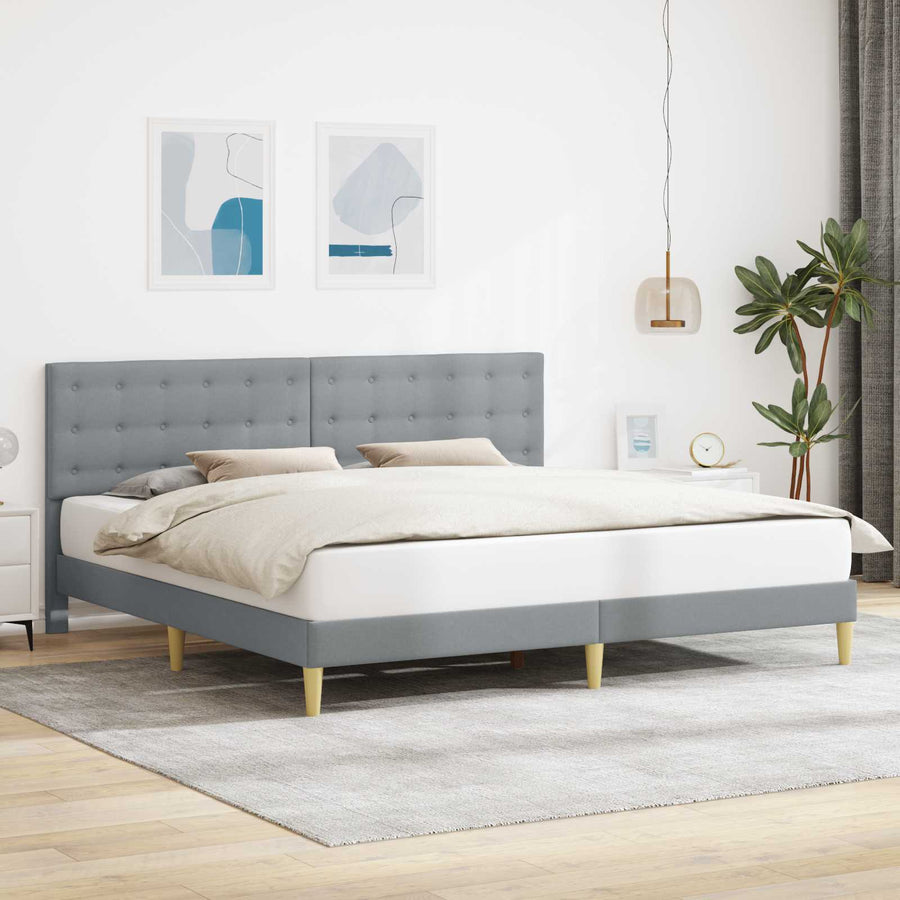 Bedframe met hoofdeinde Lichtgrijs 200 x 200 cm Stof