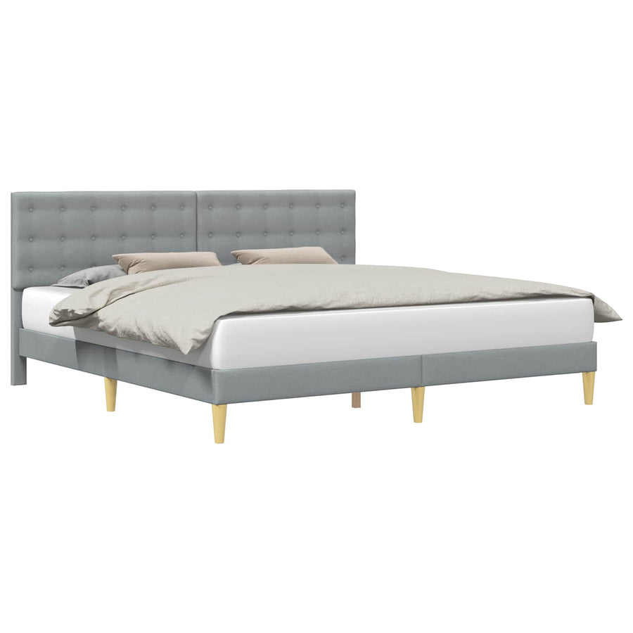 Bedframe met hoofdeinde Lichtgrijs 200 x 200 cm Stof