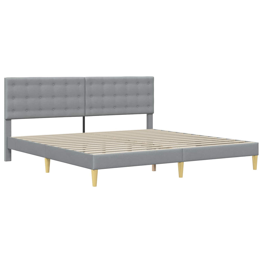 Bedframe met hoofdeinde Lichtgrijs 200 x 200 cm Stof