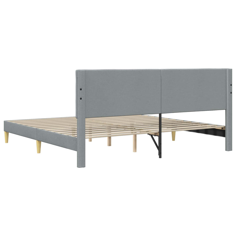 Bedframe met hoofdeinde Lichtgrijs 200 x 200 cm Stof