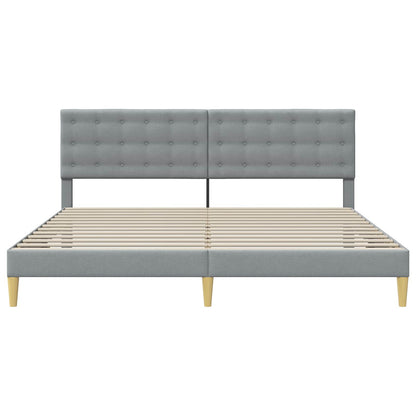 Bedframe met hoofdeinde Lichtgrijs 200 x 200 cm Stof
