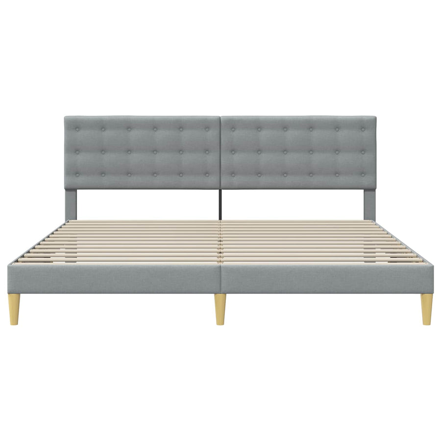 Bedframe met hoofdeinde Lichtgrijs 200 x 200 cm Stof