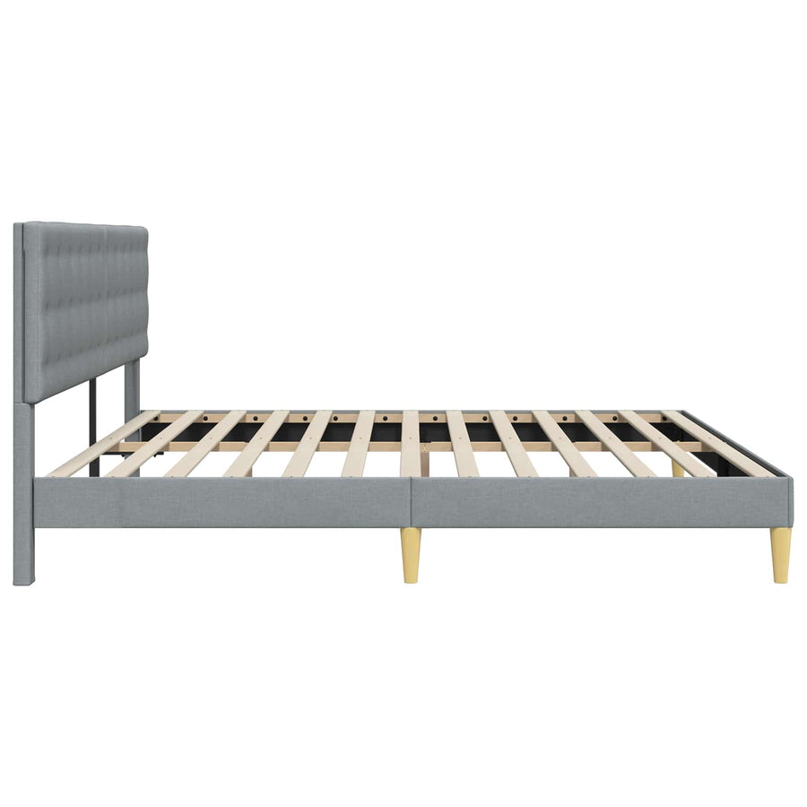 Bedframe met hoofdeinde Lichtgrijs 200 x 200 cm Stof