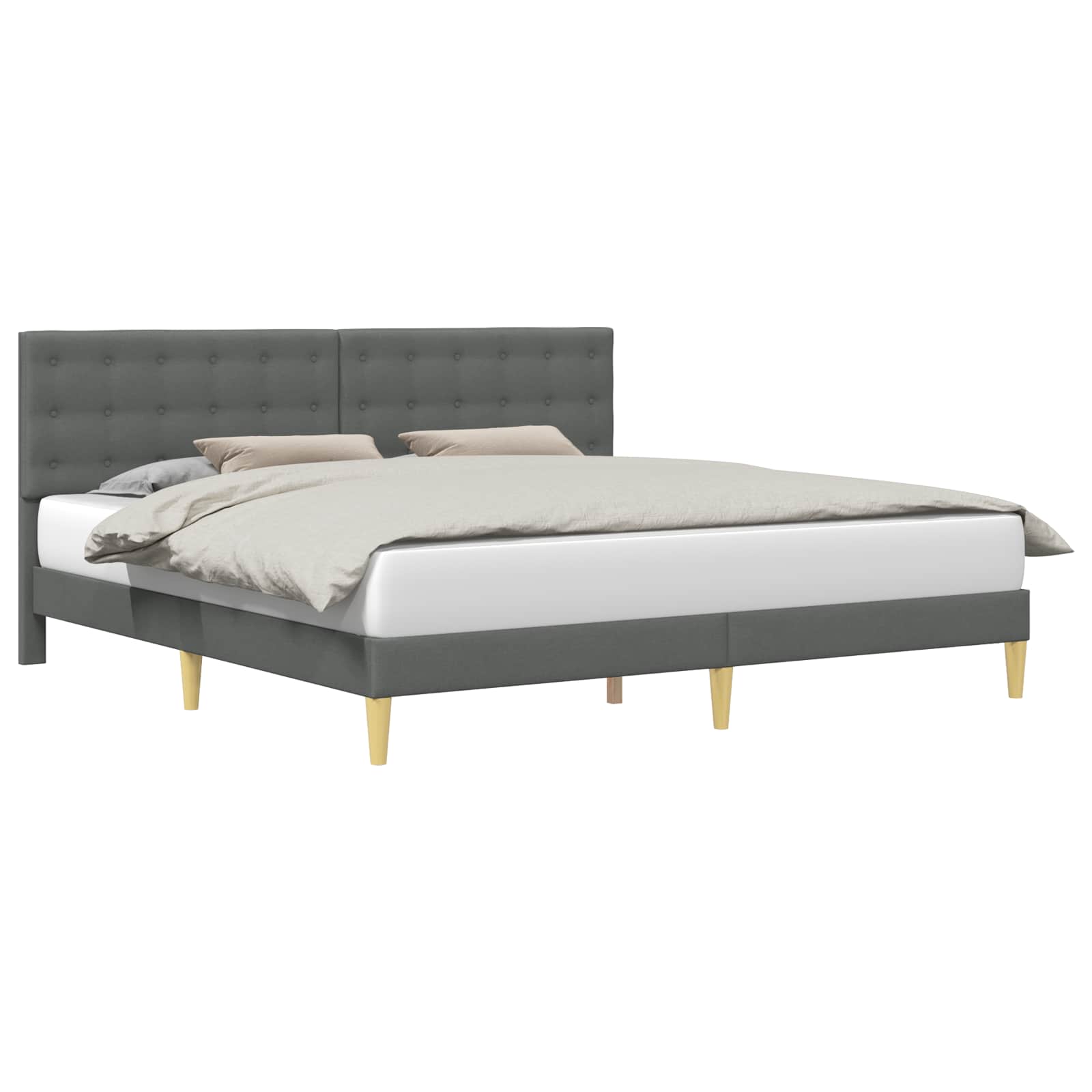 Bedframe met hoofdeinde Donkergrijs 200 x 200 cm Stof