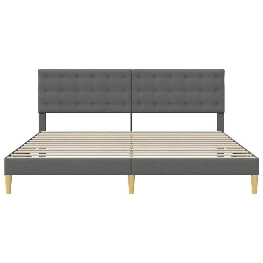 Bedframe met hoofdeinde Donkergrijs 200 x 200 cm Stof