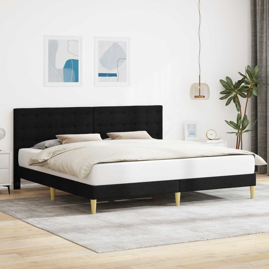 Bedframe met hoofdeinde Zwart 200 x 200 cm Stof