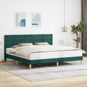 Bedframe 200x200 cm stof donkergroen met hoofdeinde